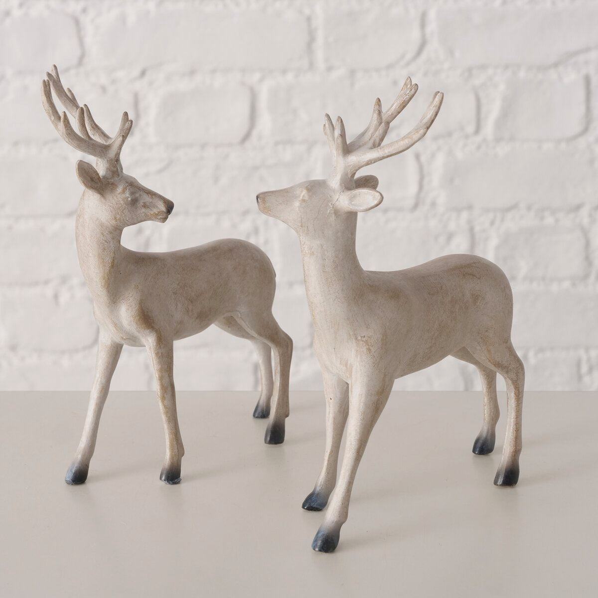 Cream Standing Reindeer Decorations – Pair
