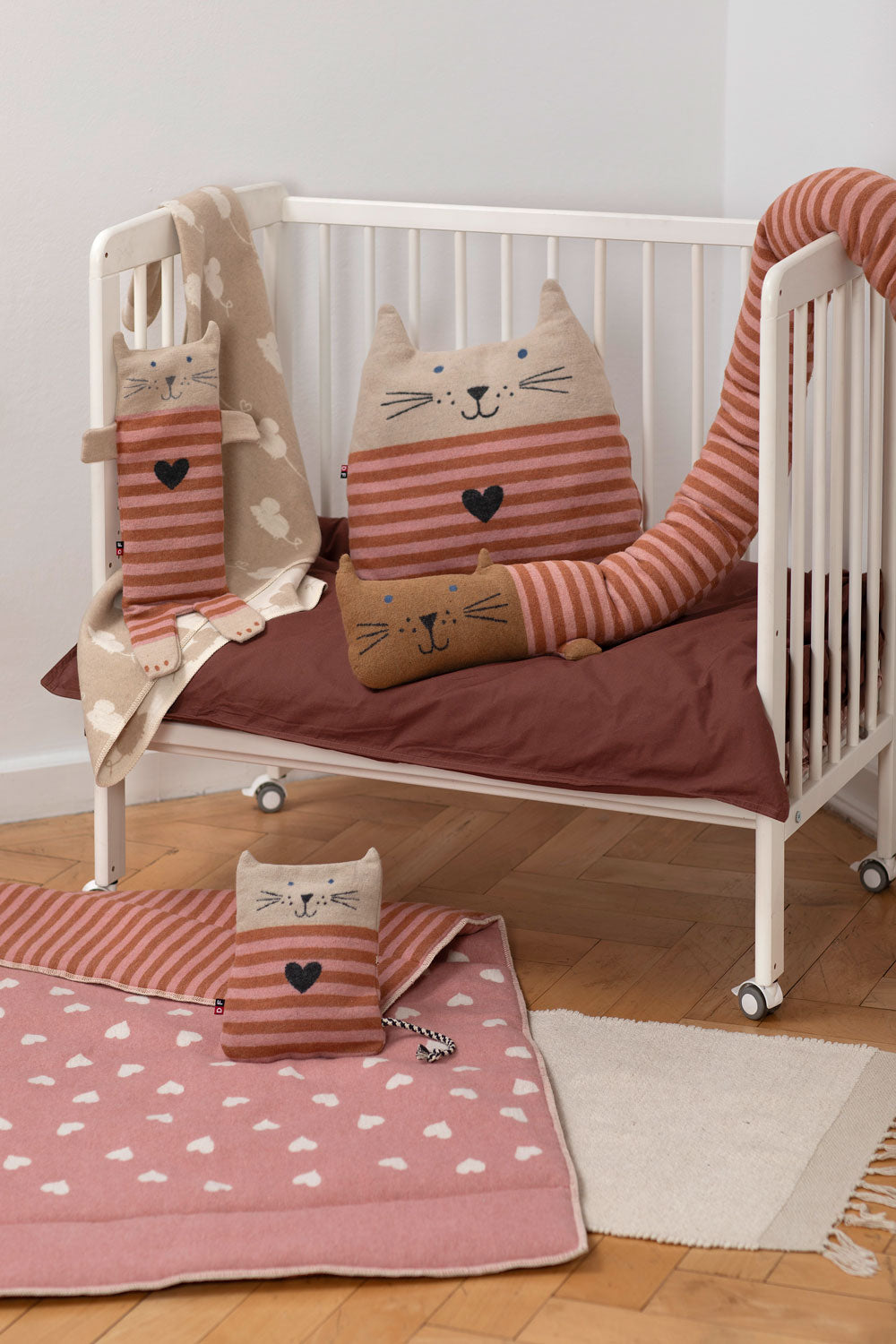 Pink Heart Woollen Baby Playmat