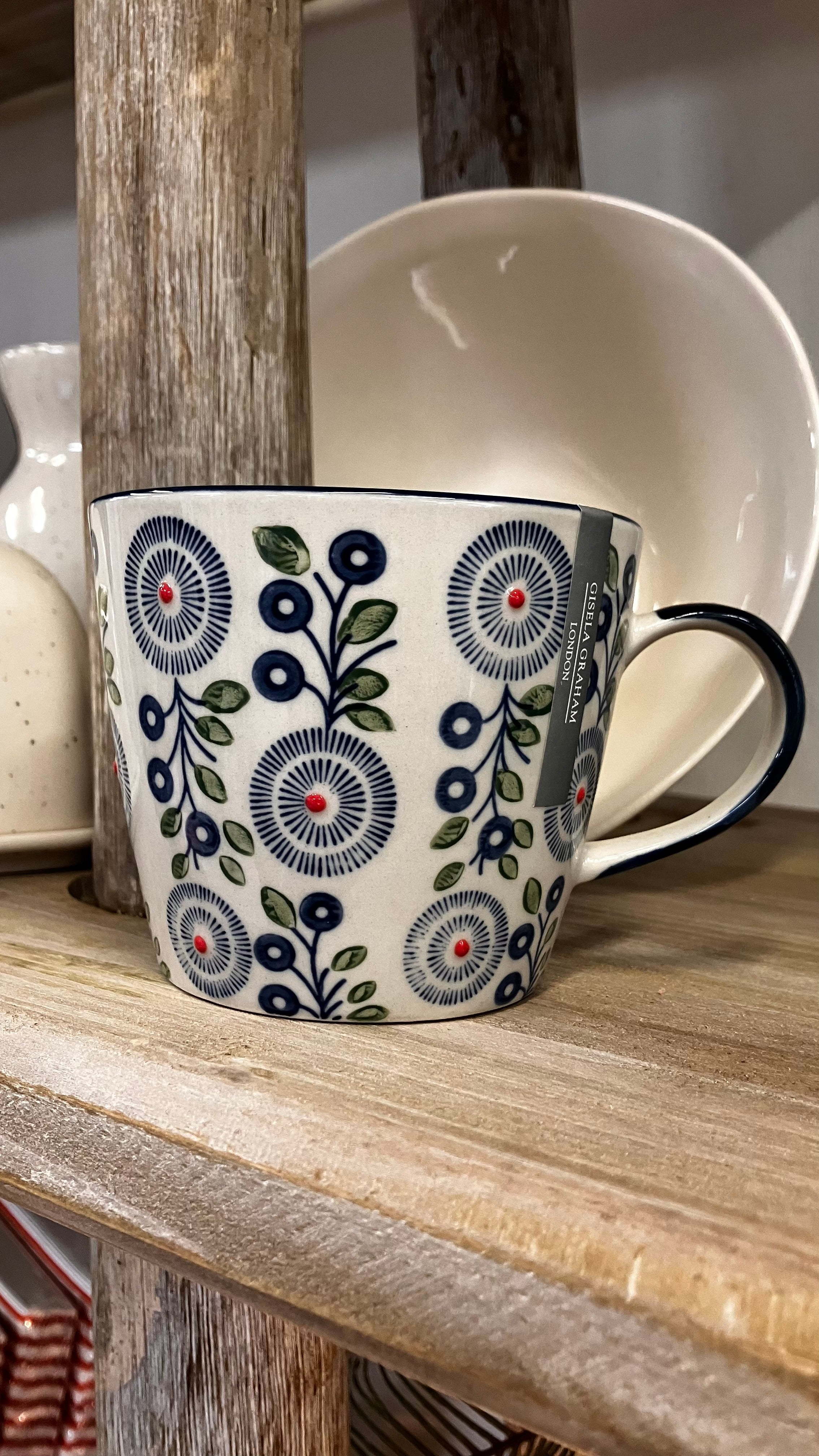 Retro Blue Ceramic Gisela Graham Mug