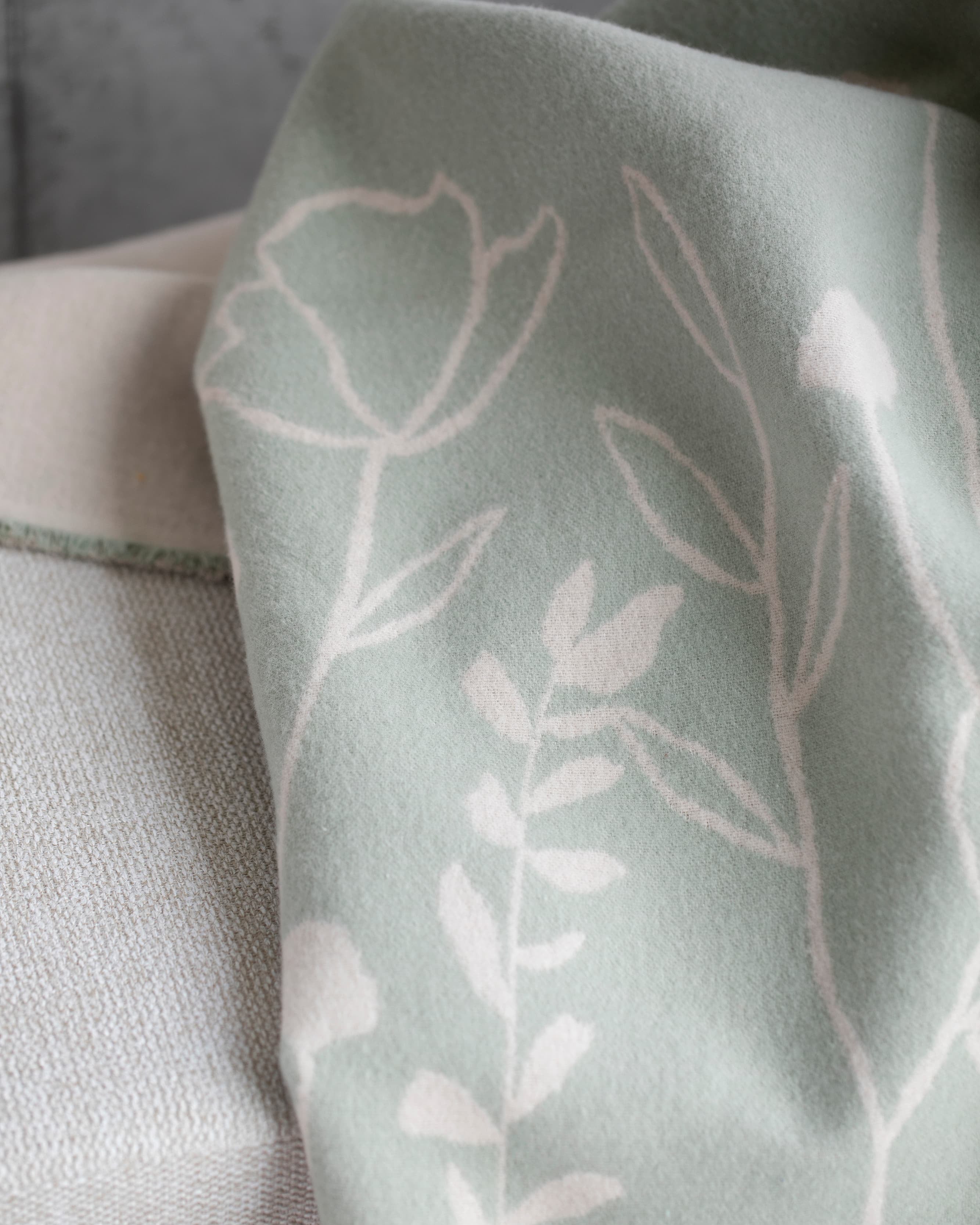 Organic Green Floral Blanket
