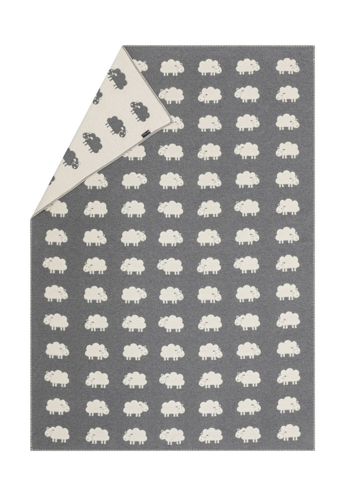 Grey Woollen Blanket with Sheep Design
