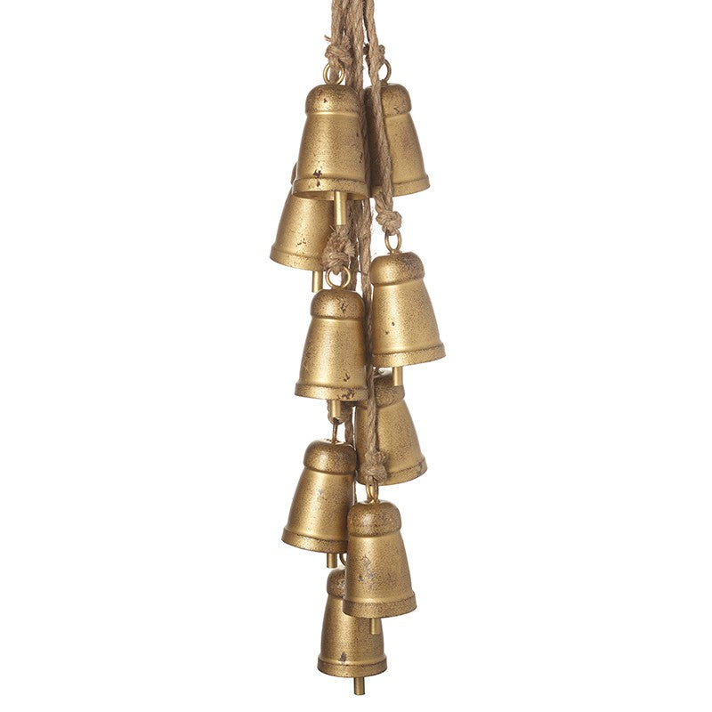 Gold metal jingle bells garland