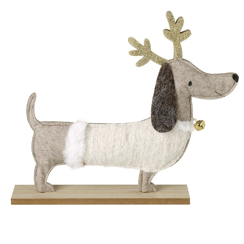 Felt and wooden sausage dog
