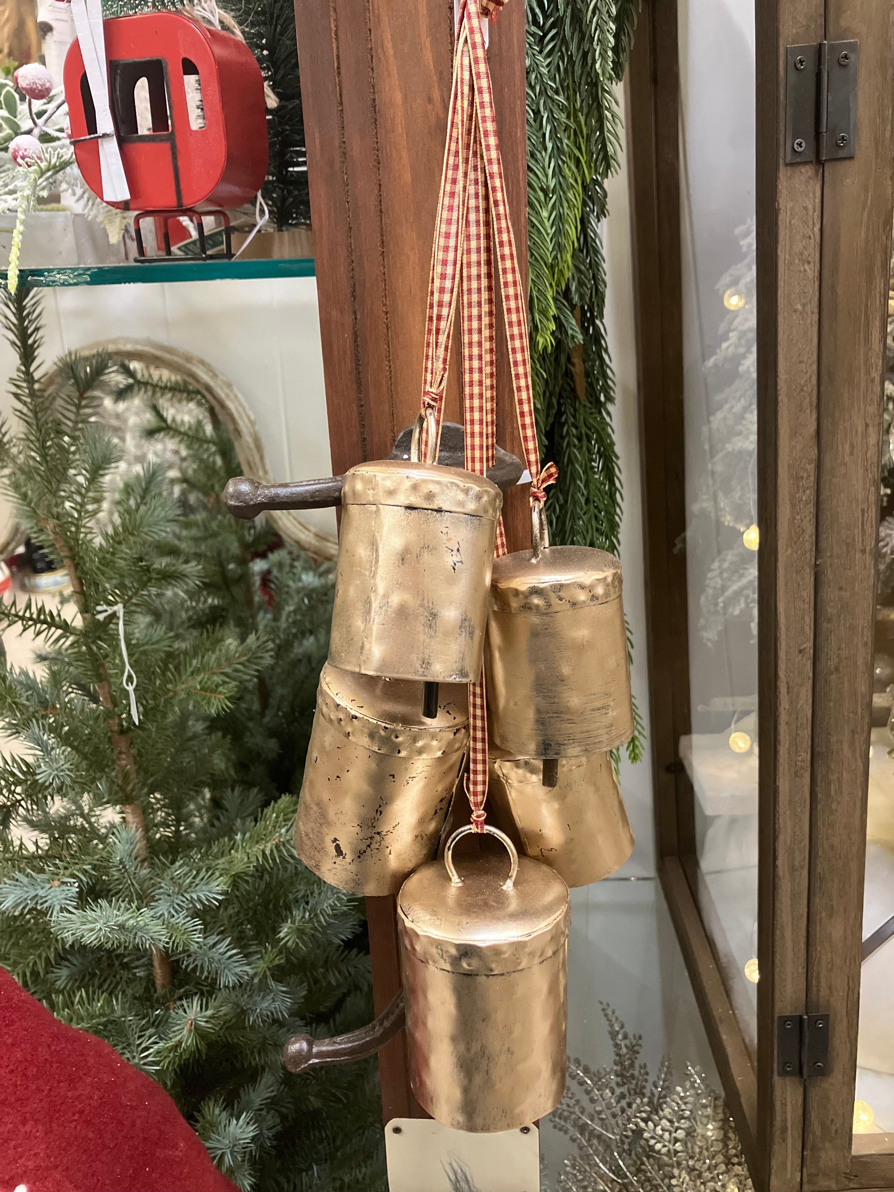 Set of 5 Gold Metal Bells