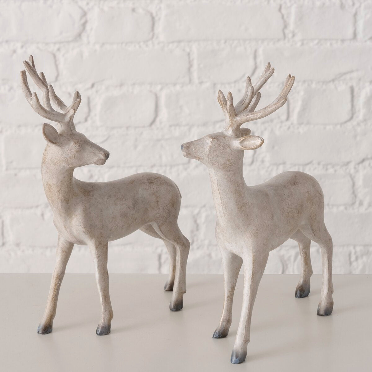 Cream Standing Reindeer Decorations – Pair