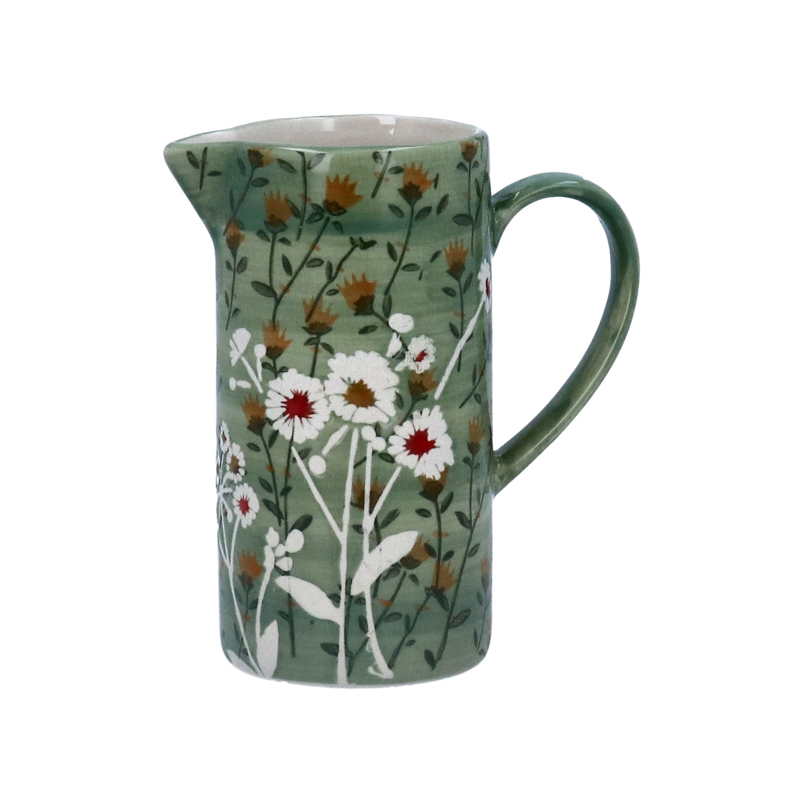 Green Floral Ceramic Jug