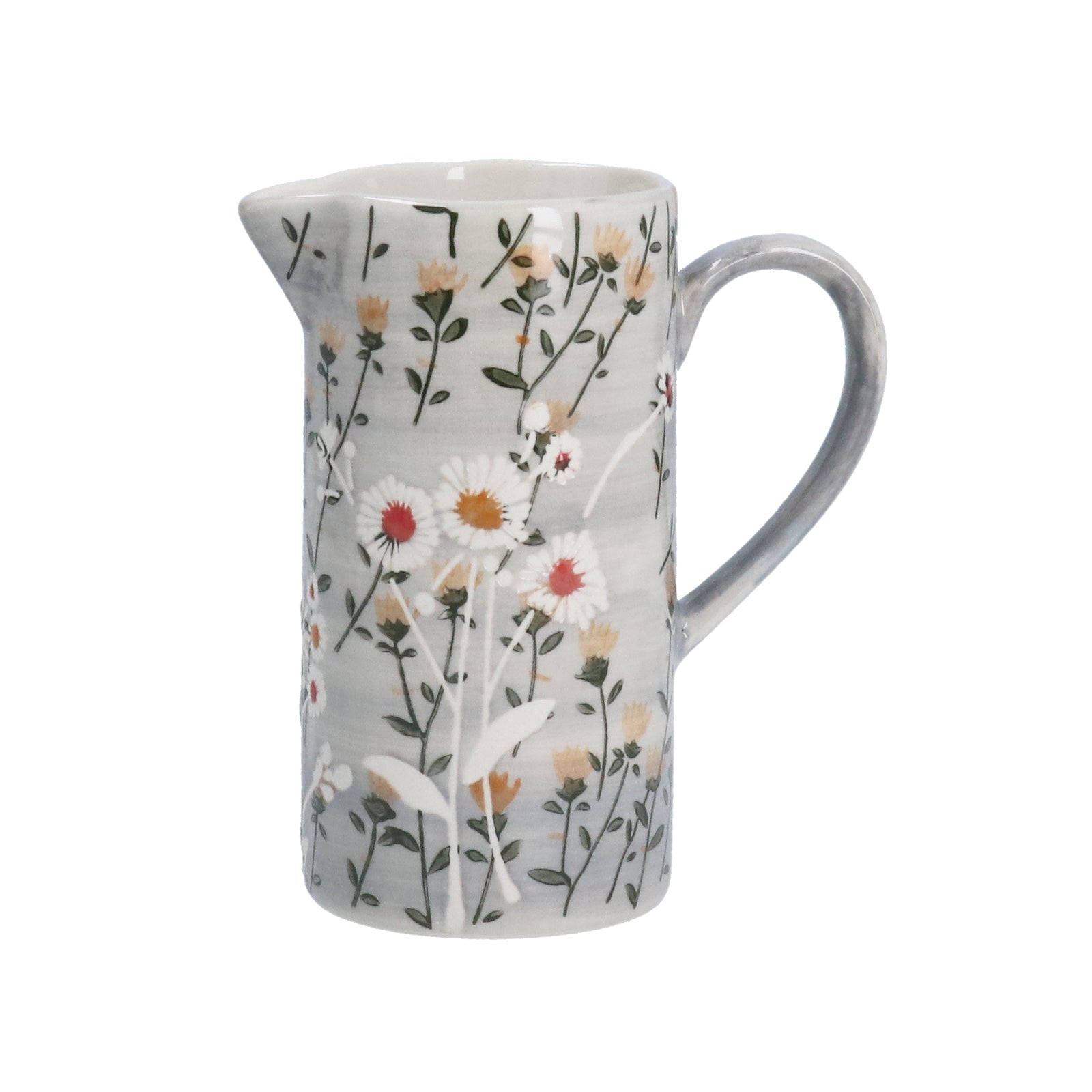 Grey Floral Ceramic Jug