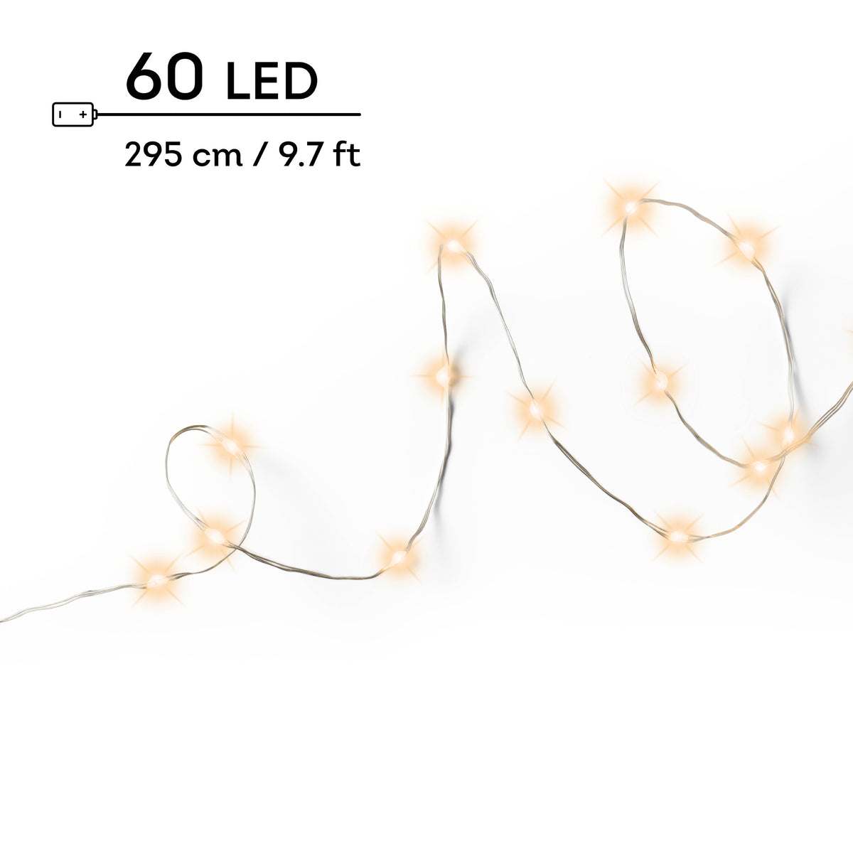 Lumineo 60 LED Battery-Operated Micro Wire Lights – Classic Warm