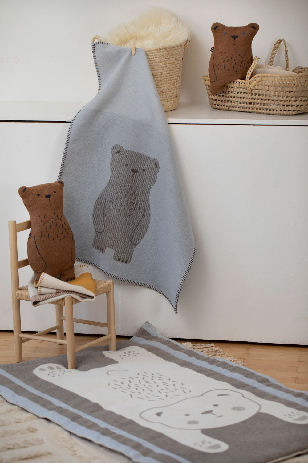 Grey and Blue Woollen Baby Playmat