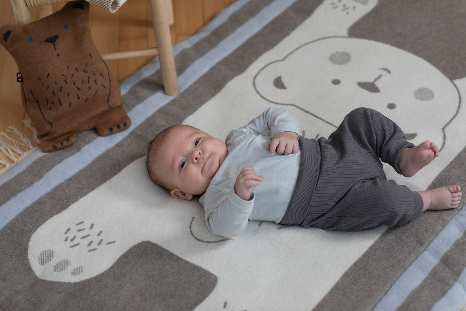 Grey and Blue Woollen Baby Playmat