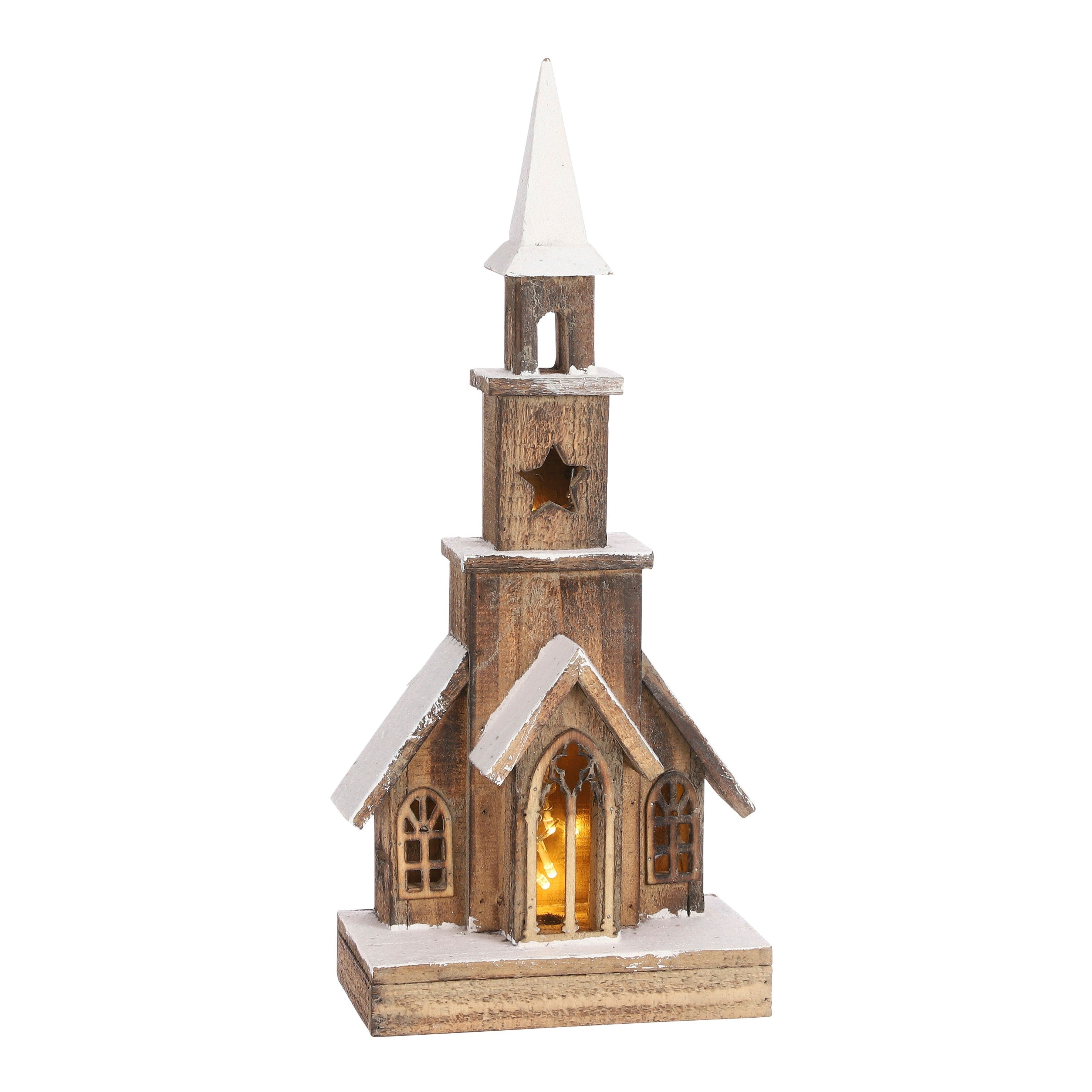 Wooden church with LED lights