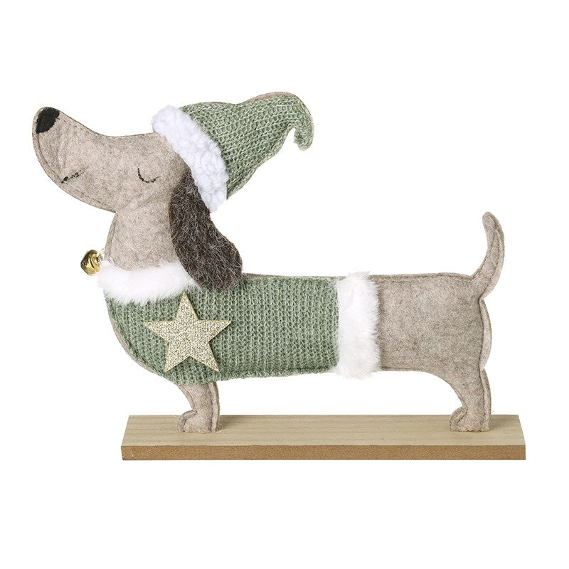 Felt and wooden sausage dog