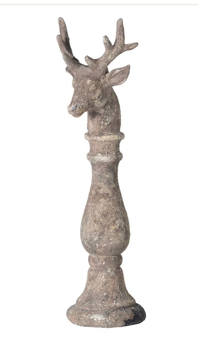 Large Stone Reindeer Candlestick